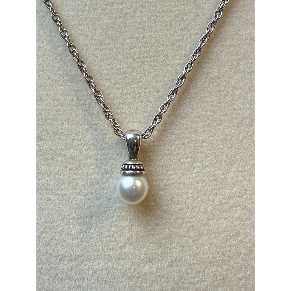 JAMES AVERY Sterling Silver Vintage Drop Pearl Pendant Charm Necklace Retired - Picture 2 of 6